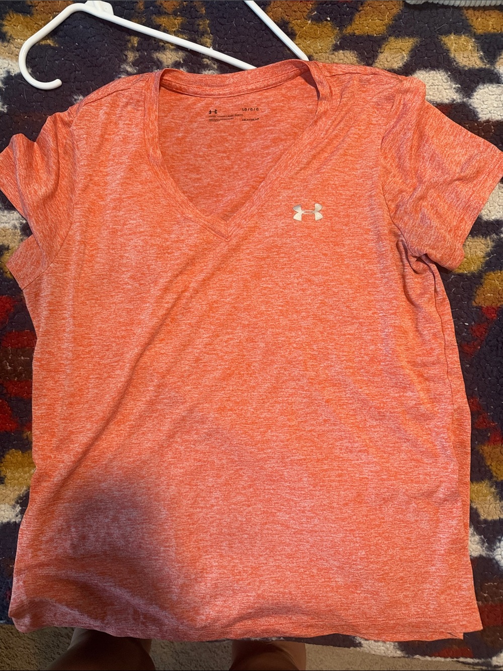 Under Armour Women’s Heathered Coral-Orange V-Neck Tee
